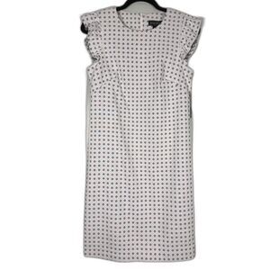 Jessica Howard Dress Size 6 White Polka Dot Ruffle Sleeve Sheath NWT